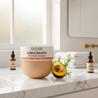 Masque réparateur pour cheveux à l'amande, au beurre de karité, à la kératine et à l'acide hyaluronique - Traitement revitalisant en profondeur pour les cheveux cassants/sèches et l'hydratation du cuir chevelu