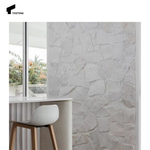 Tostone Chất lượng cao trắng mặt bên ngoài bức tường đá vôi Ốp ngoài trời biệt thự đá trang trí nội thất tấm chia bề mặt kết thúc - Product Image 4