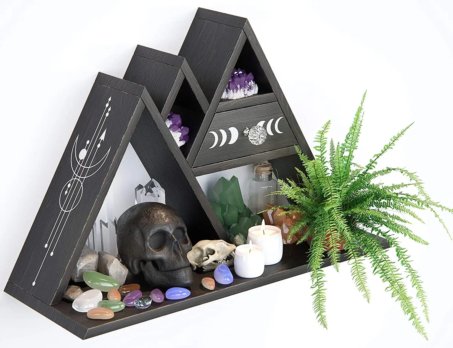 Mountain Shelf Wall Decor | Wooden Crystal Shelf Display for Stones. Mountain Shelves can be Used as Witchy Room Deco