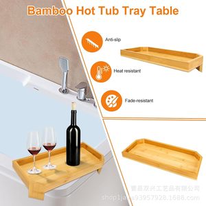 Bandeja de bambú para bañera de 16.10 pulgadas x 6.57 pulgadas, antideslizante, con estante para lectura y soporte para teléfono/tableta - Product Image 3