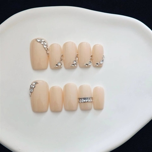 <span class=keywords><strong>Ongles</strong></span> à presser faits main personnalisés, motif œil, strass <span class=keywords><strong>turquoise</strong></span>, French manucure, fleurs de luxe, vente en gros - Product Image 4