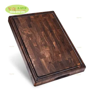 Tabla de cortar de madera sólida, tabla de cortar de grano de nogal, con cera OLED