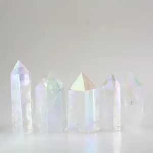 High Quality Natural Gemstone Tower Aura Clear Quartz Crystal Point For Crystal Craft