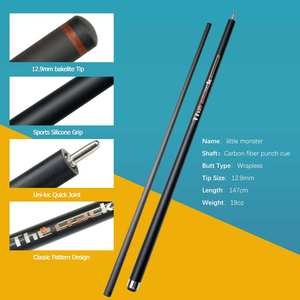 Little Monster Punch Schwarzer Carbonfaser-Pool-Jump-Queue mit Edelstahlverbindung und 2-teiligem Design - Product Image 6