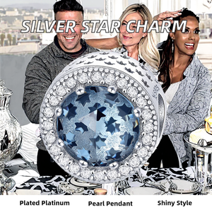 Pulseras y Collares <span class=keywords><strong>de</strong></span> Plata <span class=keywords><strong>de</strong></span> Ley 925 para Mujer, Brillantes <span class=keywords><strong>Estrellas</strong></span> con Circonitas Azules, Colgantes Finos, Dijes para Joyería <span class=keywords><strong>de</strong></span> Compromiso - Product Image 2