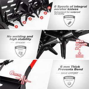 Accessoires pour tondeuse à gazon en métal atv râteau Pénétrateur de sol Aérateur de pointe Remorquage Derrière Plug Aérateur avec <span class=keywords><strong>attelage</strong></span> universel - Product Image 3