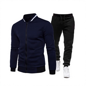 Ensemble de survêtement zippé avec poches zippées pour homme – Tenue d'entraînement de sport ajustée pour l'hiver – Ensemble deux pièces moderne à manches longues - Product Image 2