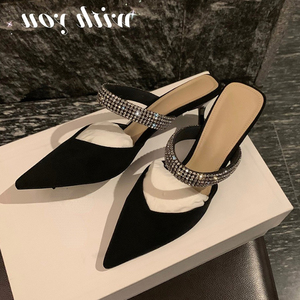 Sandalias de Tacón Alto con Punta Cerrada y Pedrería Brillante para Mujer, Diseño de Moda, Elegantes y Sensuales - Product Image 3