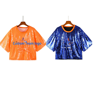 Disponibile Taglia Unica per Tutte le Magliette <span class=keywords><strong>con</strong></span> <span class=keywords><strong>Paillettes</strong></span> Houston per Donne, Maglia <span class=keywords><strong>con</strong></span> <span class=keywords><strong>Paillettes</strong></span> Arancione per Tifosi della Squadra Stros, Gameday - Product Image 2