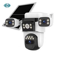 Caméra de sécurité domestique O-Kam Pro 15MP solaire AOV PTZ 3 objectifs 4G avec carte SIM, étanche IP66, détection de mouvement, audio bidirectionnel, vision nocturne