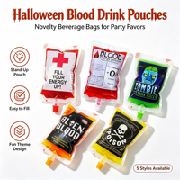 Emballage de fête d'Halloween Offre Spéciale pochette vide pour eau de jus 350ml sac de sang avec bec verseur