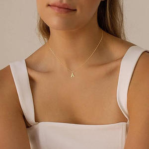 Fashion 18k Gold Plated Stainless Steel Shaped 26 <b>Initial</b> Letter Charm Pendant Necklaces Jewelry - Product Image 3