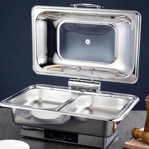Chauffe-plats électrique de luxe 9L, hydraulique, argent et or, chauffe-plats intelligent à écran tactile, traiteur pour buffet - Product Image 4