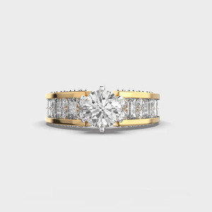 Anillo de Compromiso con Diamante Cultivado en Laboratorio de 1 Quilate, Oro Amarillo de 14K, Banda Ancha Estilo Baguette, Joyería Fina para Novia, Estilo Hip Hop, para Mujer, APRICOT JEWELS - Product Image 6