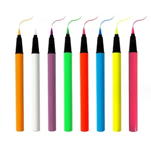 Delineador colorido fluorescente com logotipo personalizado, delineador de olhos à prova d'água de longa duração, delineador colorido de marca própria