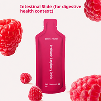 Boisson probiotique à la framboise avec fibres alimentaires, marque privée OEM, 30 ml, sans gras, complément de fruits et légumes, liquide traité thermiquement