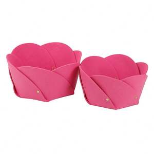 Boîtes de rangement pour jouets en feutre de polyester pliables et robustes de forme carrée à grande capacité avec couvercles en forme de pétales - Product Image 1