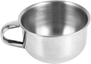 Nouveau gros en acier inoxydable Vintage tasse de rasage avec poignée Vegan blaireau ensemble rasage humide mousse tasse pour crème savon bol - Product Image 3