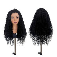 Perruque synthétique à dentelle frontale HD 13x4, effet vague profonde lâche, en fibre haute température, 310g pour femmes