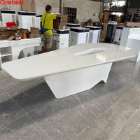 Superbe design Mobilier de bureau Forme hexagonale Dessus de table en pierre Table de réunion de conférence Pied moderne