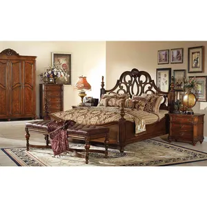 欧式风格独特的实木卧室套装仿古家具套装GH19.1