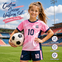 Ensemble de maillots de football personnalisés pour enfants, vert menthe, rayures blanches sur la poitrine, respirant, 100% polyester, séchage rapide, extensible dans quatre directions