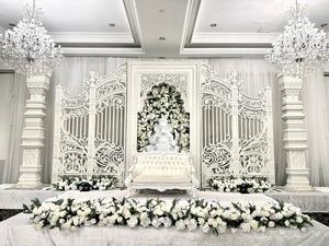 Grand Wedding Stage Back <b>Walls</b> Frames Elegant Design Traditional Event Indian <b>Decor</b> White Theam <b>Party</b> Reception manufacturer USA - Product Image 2
