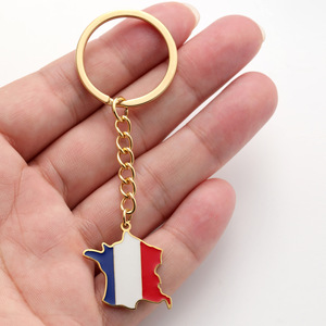 Fabricant de porte-clés en acier inoxydable émaillé avec drapeau de la République française porte-clés en plaqué or 18 carats avec breloque <span class=keywords><strong>carte</strong></span> de la <span class=keywords><strong>France</strong></span> porte-clés - Product Image 3