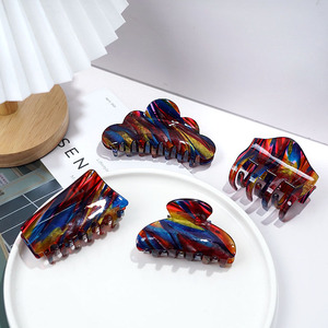CANYUAN <span class=keywords><strong>Pince</strong></span> à cheveux en acétate de 7 cm, style encre iridescente, à dents entrecroisées, esthétique peinture à l'huile artistique - Product Image 6