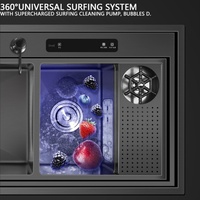 Fregadero de Cocina Doble de Acero Inoxidable 304 Inteligente Ultrasónico, Lavavajillas y Fregadero Cuadrado Multifuncional con Grifo Incluido