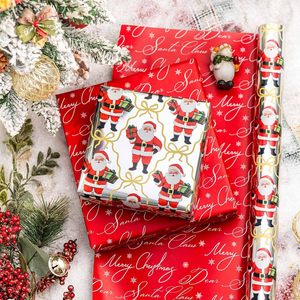 Christmas Reversible Wrapping Paper Roll 17x33 Feet Silver Santa Red Letters Gift <b>Wrap</b> Craft Decor - Product Image 5