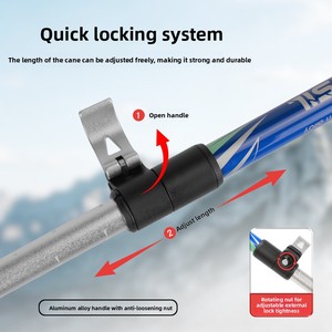 Bâtons <span class=keywords><strong>de</strong></span> randonnée en aluminium aéronautique - Bâtons <span class=keywords><strong>de</strong></span> randonnée légers et pliables pour l'équipement <span class=keywords><strong>de</strong></span> randonnée, bâtons <span class=keywords><strong>de</strong></span> <span class=keywords><strong>marche</strong></span> en 3 sections pour la randonnée - Product Image 4