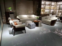 Canapé modulaire carré de luxe moderne en cuir KINGSWOOD super doux avec placage en bois massif italien brillant pour appartement
