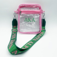 Sac bandoulière transparent rose approuvé pour les stades, sac à main à bandoulière, cadeau grec pour les sororités et événements musicaux