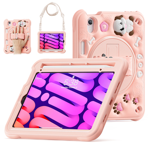 Custodia per Tablet Robusta da 8,3 Pollici per Bambini, Compatibile con <span class=keywords><strong>Apple</strong></span> <span class=keywords><strong>iPad</strong></span> <span class=keywords><strong>Mini</strong></span> 6 e <span class=keywords><strong>Mini</strong></span> 7, in Silicone Antiurto con Supporto Girevole e Tracolla - Product Image 4