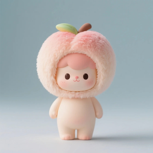 Custom Vinyl Face Plush Toy in Peach <strong>Costume</strong> Custom Vinyl Head Plush Mascot Doll OEM Anime Character Toy Custom Plush Vinyl Doll - Product Image 3