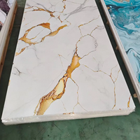 Panneau mural 3D en PVC imperméable avec revêtement UV, imitation marbre, pour la décoration intérieure