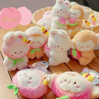 Set Gantungan Kunci Boneka Plush Seri Peach Kawaii Trendi, Boneka Magnetik Interaktif yang Dapat Diregangkan dengan Fungsi Dompet Koin, Tas Lucu, Hadiah Terbaik