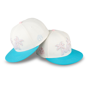 TCAP China ODM 6 Panel 3D Embroidery <b>Flat</b> Brim Two Tone Baseball Fitted Caps Custom <b>Hats</b> - Product Image 1