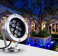 Luz Subacuática LED RGB de Acero Inoxidable de 9w con Cambio de Color Multicolor, 12v DC, para Acuarios y Piscinas