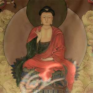 Peinture bouddhiste chinoise du Bouddha de la Dynastie <span class=keywords><strong>Yuan</strong></span>, dessinée à la main, représentant les Trois Saints de Huayan, Art bouddhiste - Product Image 3