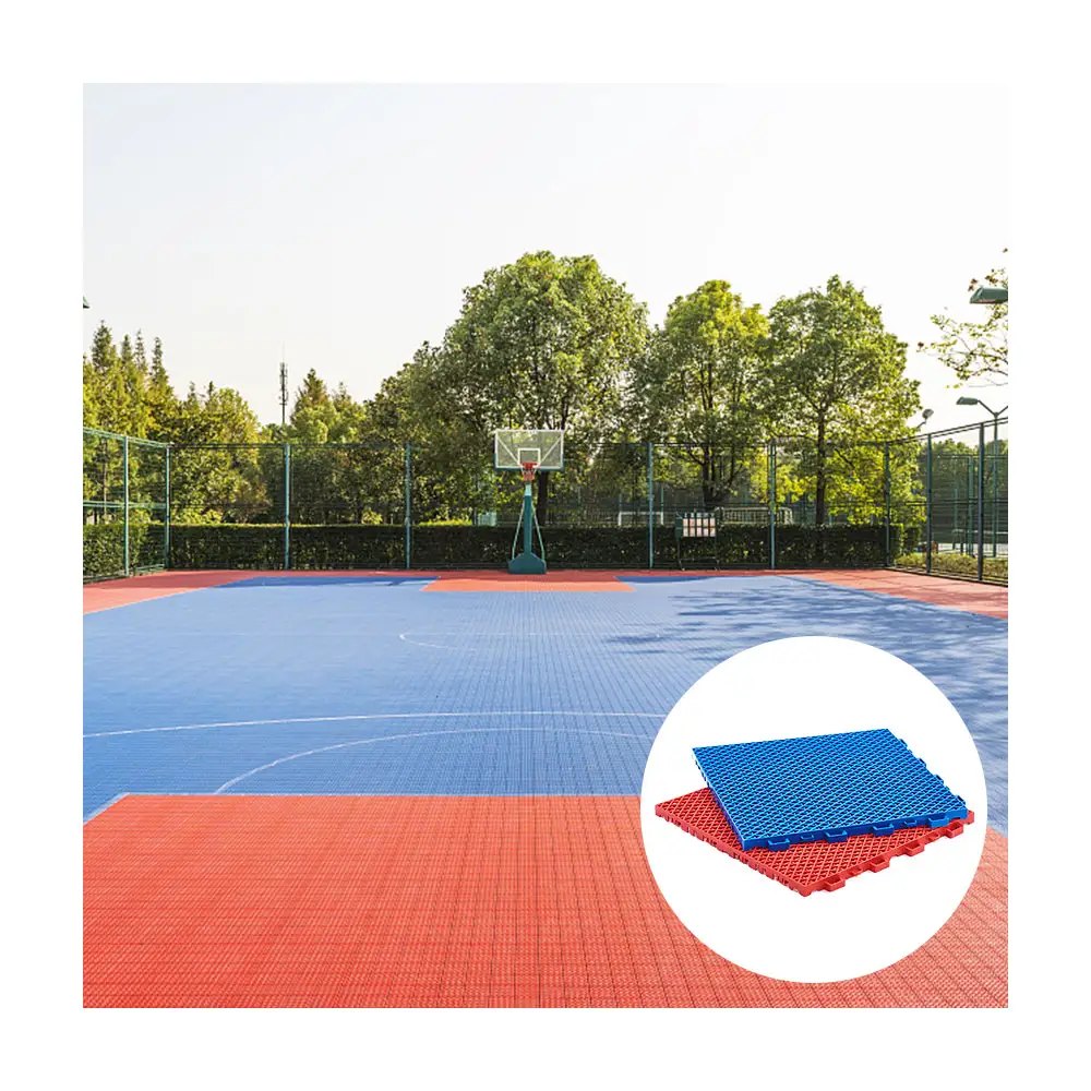 Fábrica PP cancha entrelazada para la venta baloncesto al aire libre flooringrubber corte floor Mat baldosas para pisos