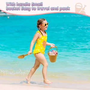 Cubo de arena para exteriores de verano, juego de juguetes de arena de playa de silicona respetuoso con el medio ambiente para niños, juego de juguetes de playa de arena de silicona suave para bebé