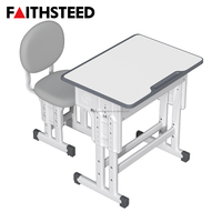 Ensemble table et chaise d'étude modernes pour enfants, réglables en hauteur, mobilier scolaire avec étagère intégrée et lampe de lecture LED