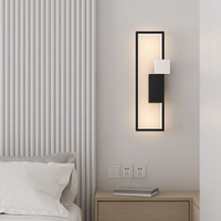 Lampu Dinding Aluminium Modern Minimalis Elegan Putih/Hitam 3000K/4000K/6000K untuk Kamar Tidur / Lampu Dinding Latar Belakang (A6113-2)