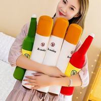 Coussin long en peluche créatif en forme de cigarette et de bouteille de vin, support de jambe lavable, poupée en peluche, cadeau amusant pour hommes