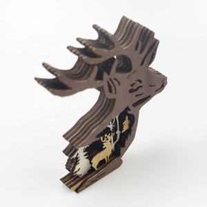 وصل حديثًا عيد الميلاد زخرفة الغزلان حيوانات خشبية إبداعية مشغولات عيد الميلاد الحد الأدنى للطلب - Product Image 3