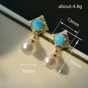 Orecchini Pendenti Vintage a Forma di Rombo Simil-Perla per Donne, Orecchini Geometrici Piccoli per Uso Quotidiano e Feste, Gioielli alla Moda - Product Image 4