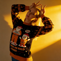 Pull de Noël pour homme Printemps 2026 – Respirant, anti-plis, col rond décontracté, manches longues, TWINSET – Chandail festif unique pour les fêtes