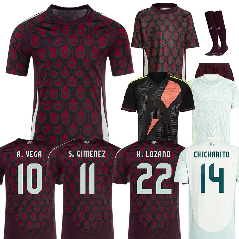 2024 2026 nuove divise modello maglia da calcio della squadra nazionale messico G.OCHOA H.LOZANO S.GIMENEZ RAUL uomini e donne magliette da calcio per bambini